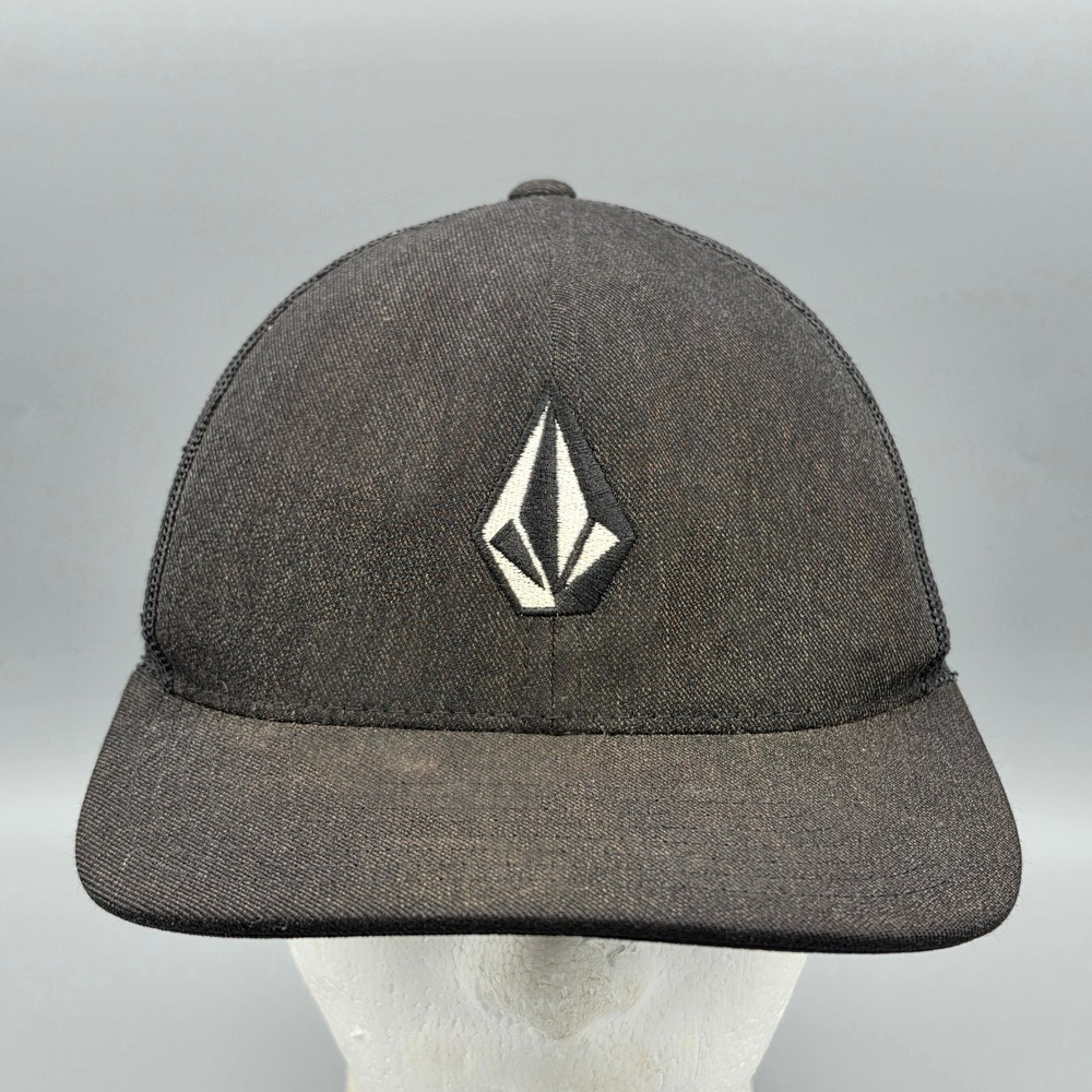 Volcom Trucker Hat Mens Black Stone Logo Snapback Mesh Skate Surf Cap